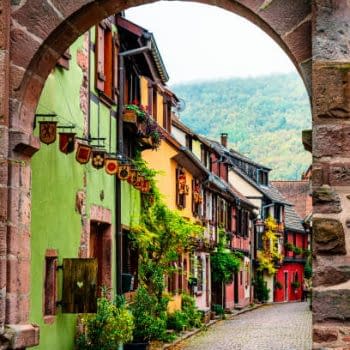 Kaysersberg is a very famous town with many half-timbered houses in Alsace in France.